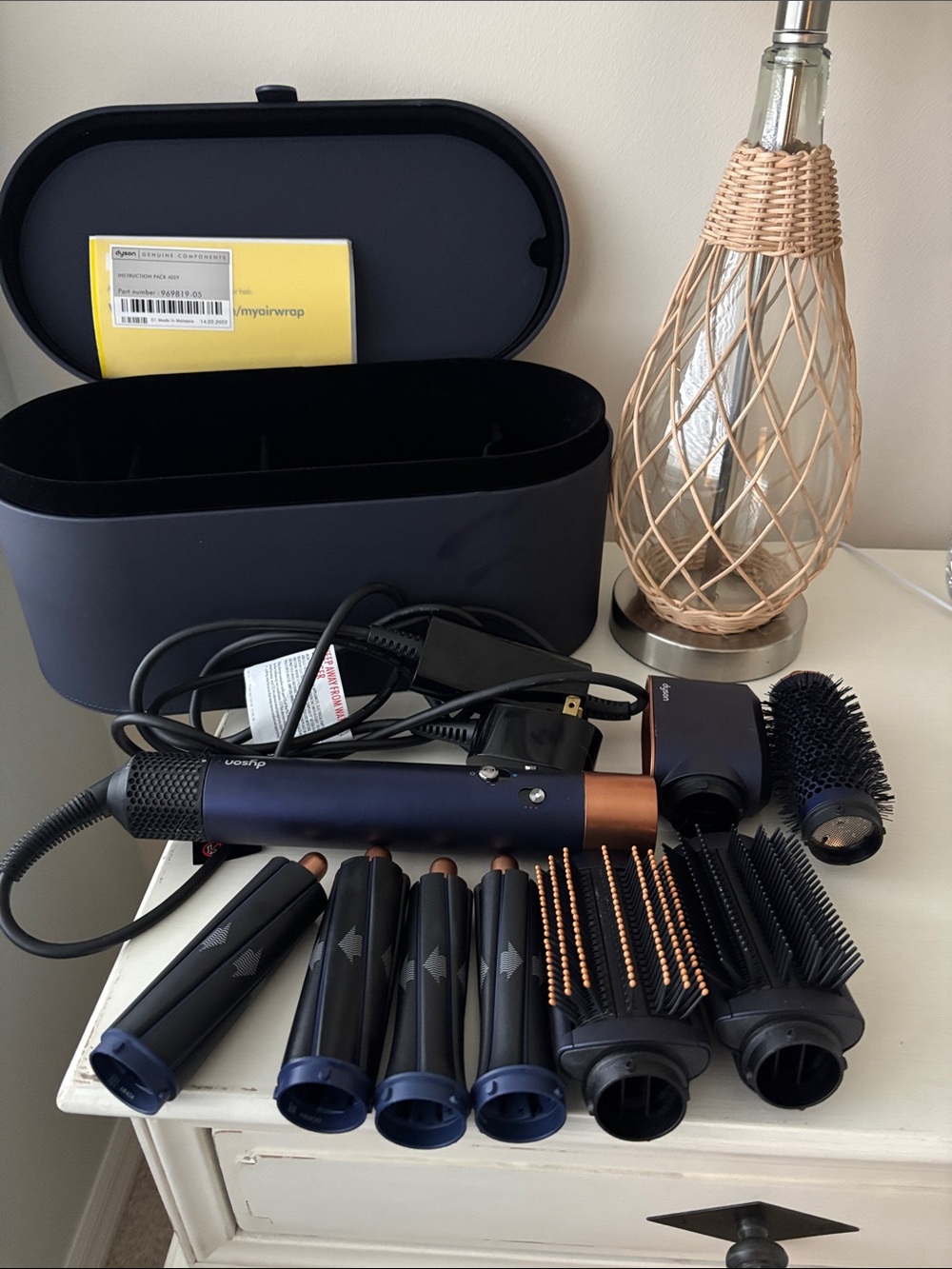 Dyson Blue and Copper Airwrap Complete Hair Styler with Attachments